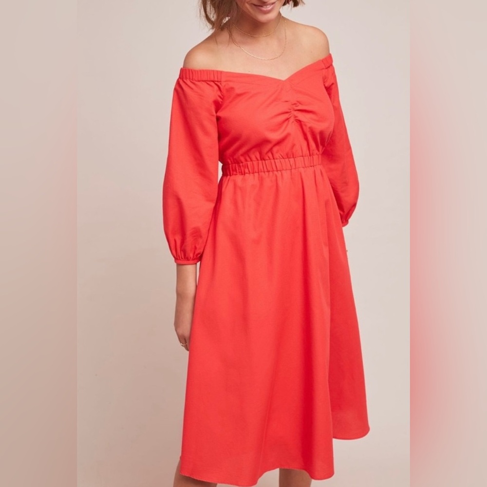 Anthropologie Klara off-the-shoulder Red
Midi Dress $120 Retail